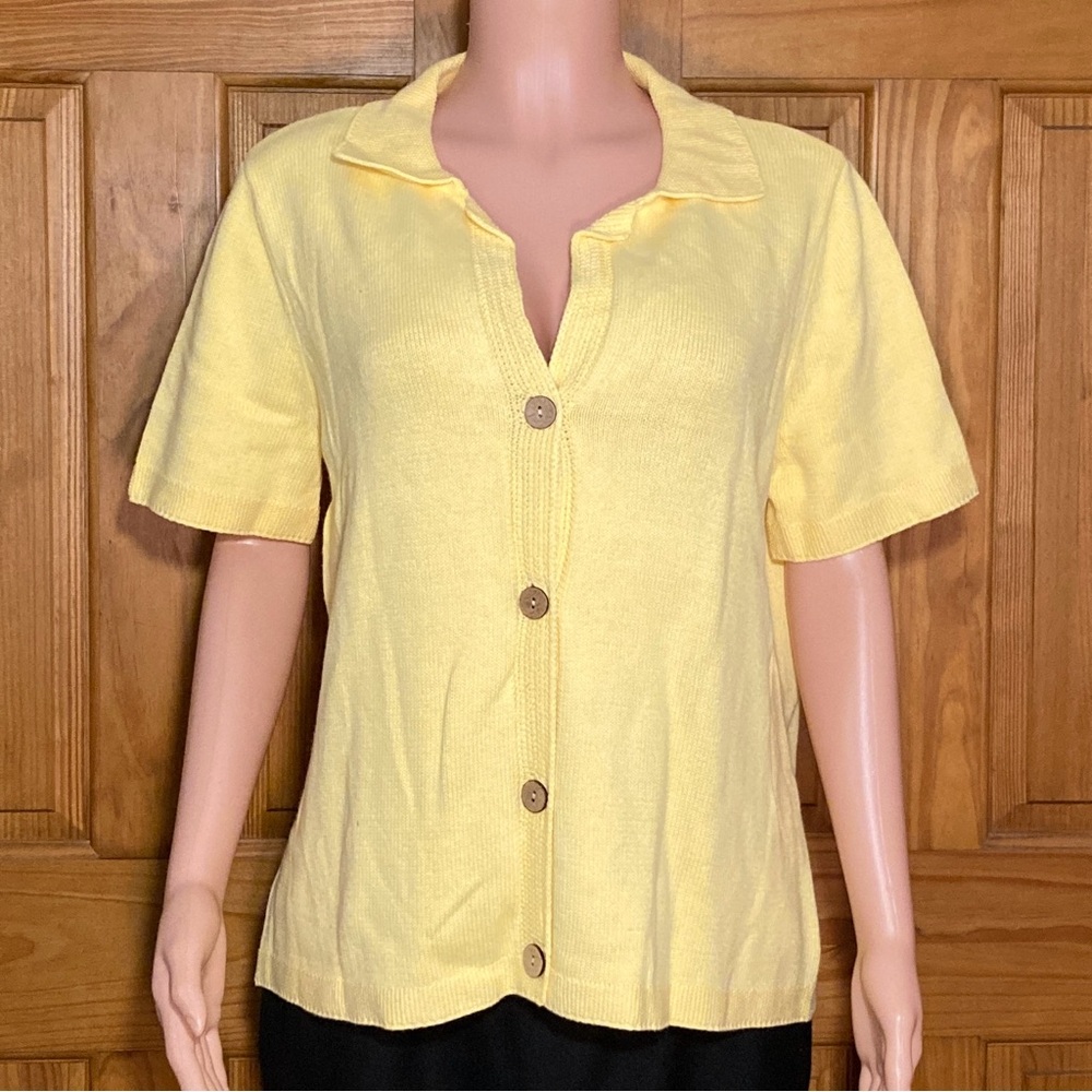 NWOT Vintage 90s Blair BFA Classics Lightweight Sweater Short Sleeve Yellow L